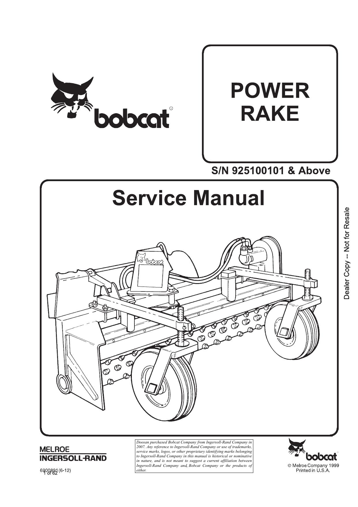 POWER Rake Attachment Service Manual Bobcat